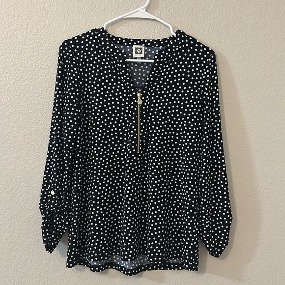Anne Klein Tops - Anne Klein Women’s L Black/White Polka Dot Blouse